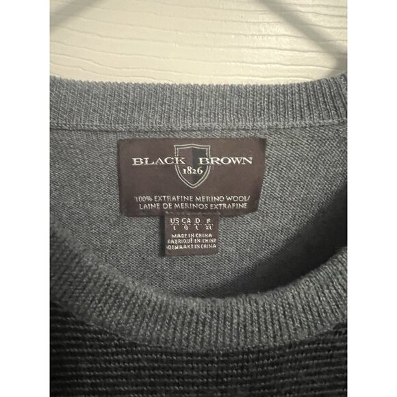 Black Brown 1826 Wool Pullover Sweater Mens Large Gray/Black Knitted Crew Neck - Picture 2 of 3